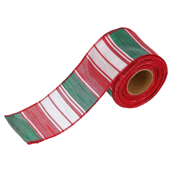 Red/Green/White Striped Christmas Ribbon, 2.5" x 25', by Holiday Time