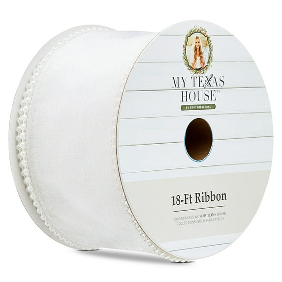 White Pearl Christmas Ribbon, 18', by My Texas House