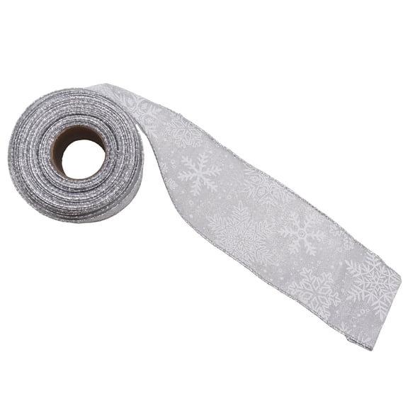 Silver and White Snowflake Christmas Ribbon, 2.5" x 25', by Holiday Time