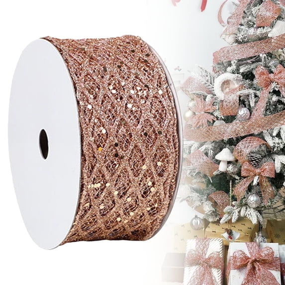 2.5In Width 10Yards Length Diamond Mesh Glitter Ribbon, Sparkly Mesh Ribbon, Glitter Ribbon, Glittery Ribbon, Christmas Wide Wired Ribbon,Ribbon For Gift Wrapping, Xmas Ribbon For Bows‑Making
