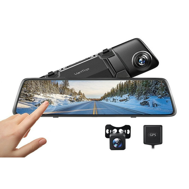 2.5K 12 inch Mirror Dash Cam - Vantop H612x Front & Rear View Dual Dash Camera, IPS Touch Screen, Voice Control Cars Mirror Camera w/night Vision