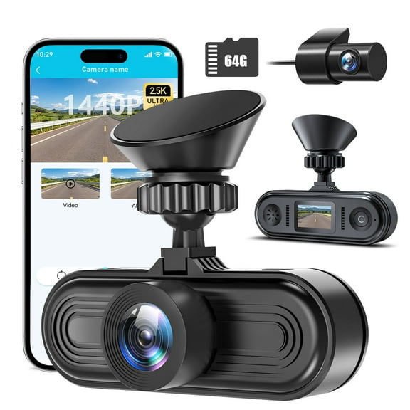 2.5K Dash Cam,WiFi Car Camera with 1.09 inch IPS Screen,2.5K/1440P Front Dash Camera for Cars, Free 64GB Card,Mini Dashcams for Cars with Night Vision,24 Hours Parking Mode,APP,G-Sensor