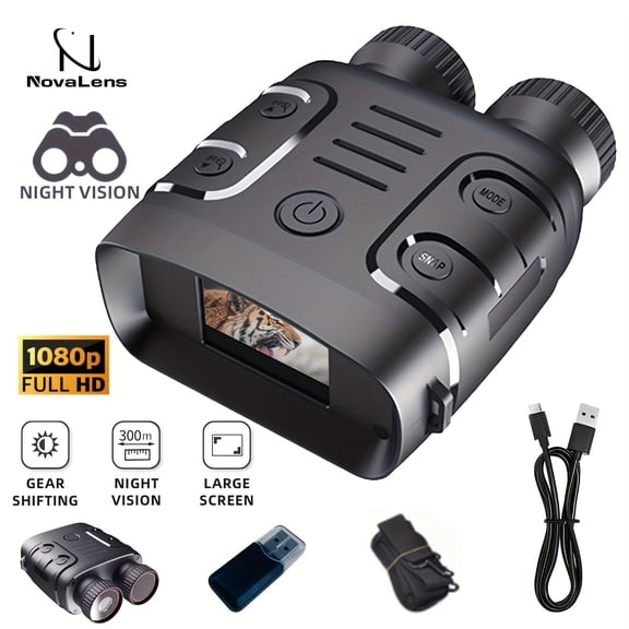 2.5K HD Night Vision Binoculars 10X Digital Zoom Infrared Goggles for Hunting & Outdoor Surveillance, 300m Clear View