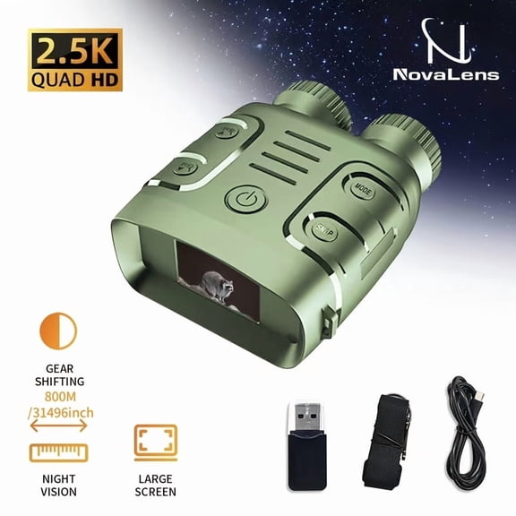 2.5K Night Vision Binoculars 10X Digital Zoom Infrared Goggles with HD Display for Hunting Outdoor Surveillance