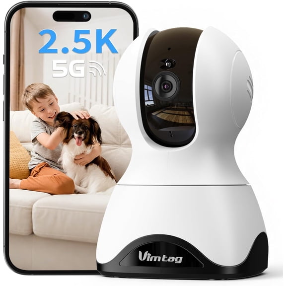 2.5K Pan/Tilt Cameras for Home Security, Wired Indoor Camera Pet/Dog/Cat/Baby/Nanny with Phone App, Motion Tracking, Night Vision, 2-Way Audio, AI Detection, 5GHz/2.4GHz WiFi, Works w/Alexa