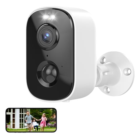 2K Security Camera, 2.4GHz Wi-Fi Wireless Outdoor & Indoor Camera, Battery Powered, Cloud/SD Storage for Home Security