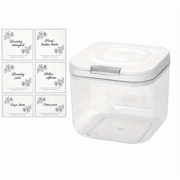 2.5L Bathroom Storage Jar Clear Laundry Pods Container for Room Organization, Detergent Powder Container Sealed Automatic Pop-Up