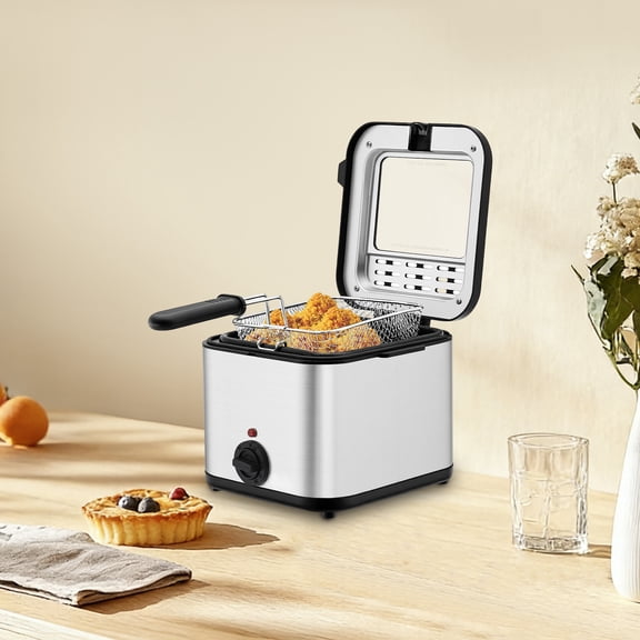 2.5L Deep Fryer 1000W Stainless Steel Electric Deep Fryer with Filter Basket Adjustable Temperature Multifuntional Fryer Machine for French Fries,Onion Rings,Fried Chicken