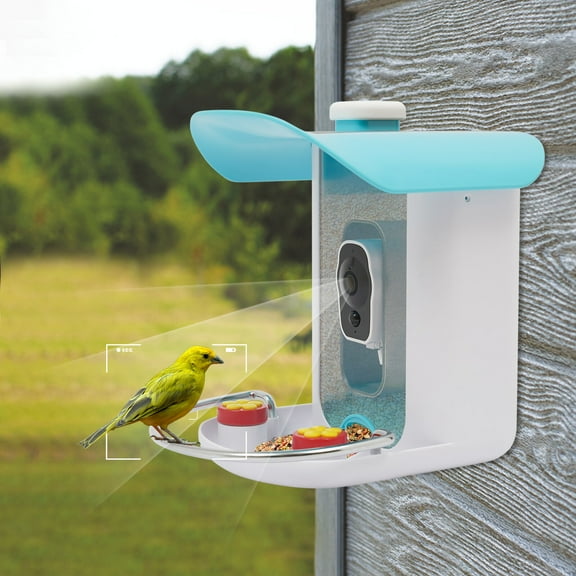 2.5L Outdoor Smart Bird Feeder w/Camera Bird Auto Capture w/ Solar Panel for Gardens, Parks, Forests, Vegetable Plots, Backyards
