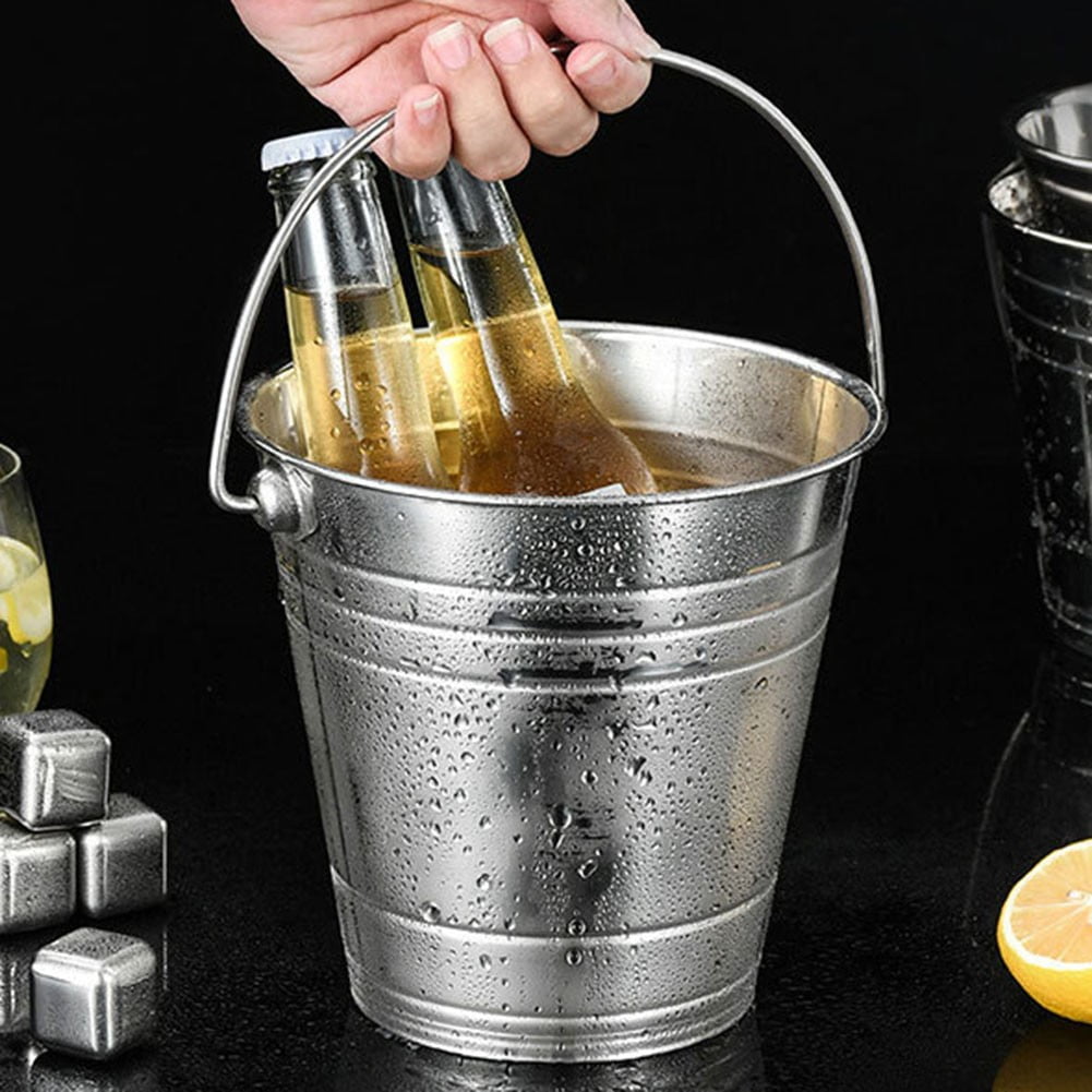 2.5L Stainless Steel Ice Bucket Portable Ice Chiller Cooler With