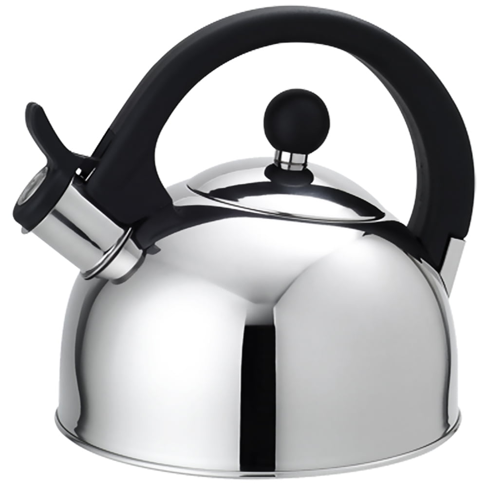 Venoly 2.5 Liter Whistling Tea Kettle - Modern Stainless Steel Whistling Tea Pot for Stovetop with Cool Grip Ergonomic Handle - Black