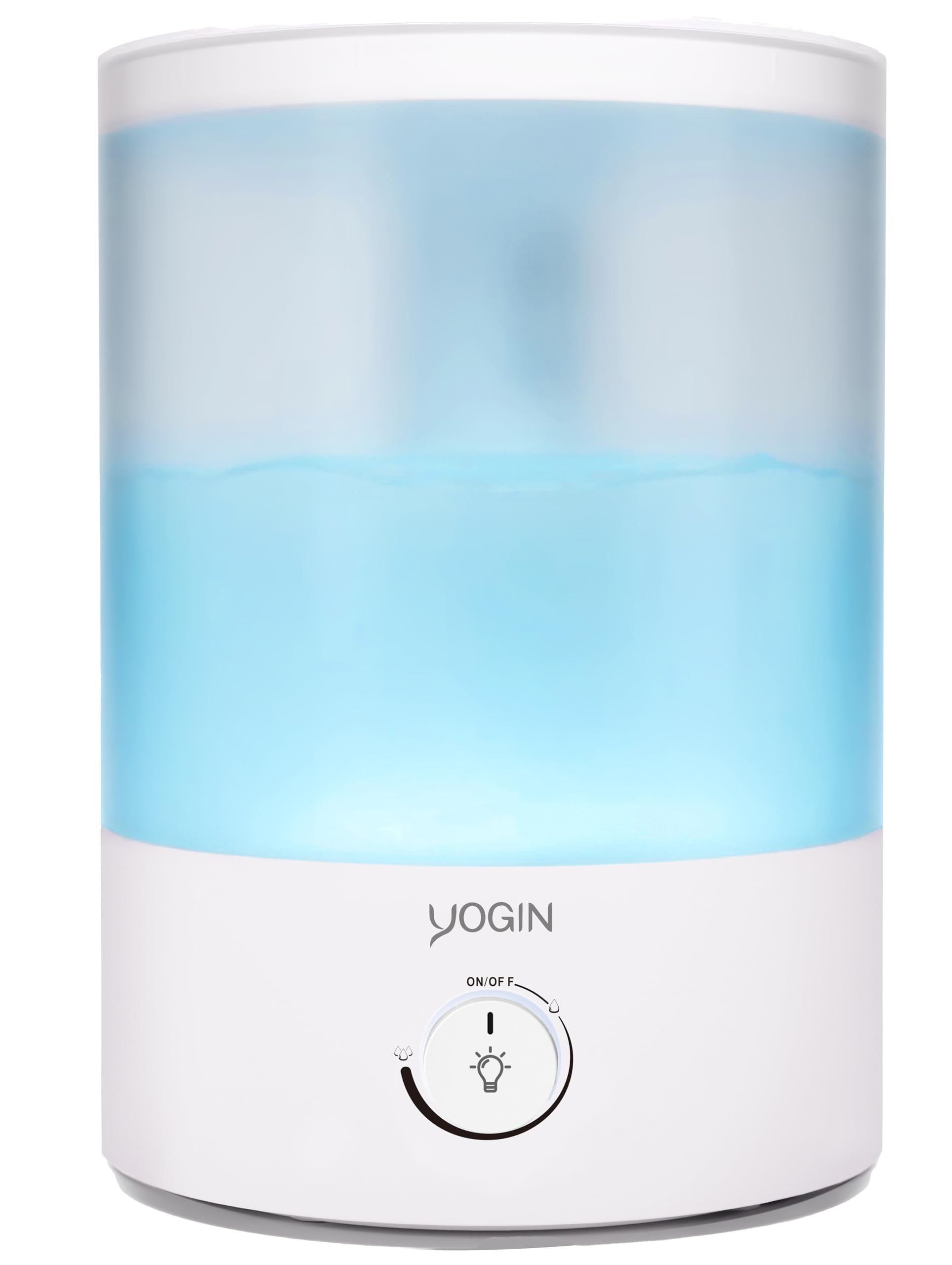 2.5L Top Fill Ultrasonic Cool Mist Humidifier for Large Room Bedroom Baby Nursery Plants, 24hrs Runtime, 24dB Quiet Operation, Night Light Auto Shut Off, Easy Clean, White