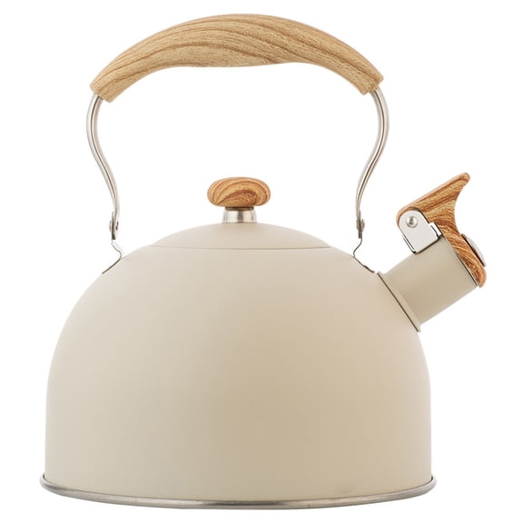 2.5L Whistling Tea Kettle, Stainless Steel with Wood Pattern Handle, Foldable Spout, for Gas & Induction Stoves, Auto-Whistle, Large Capacity Water Kettle for Tea & Coffee