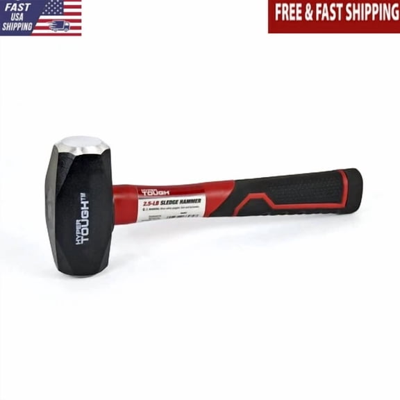 2.5Lb Sledge Hammer Steel Fiberglass Handle W/ Comfort Grip Controlled Swing New