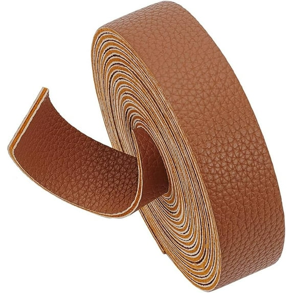 2.5M/98Inch Long Double Sided Leather Strap 25mm/1 Inch Wide Lychee Pattern Leather Strap Brown Leather Belt Strips