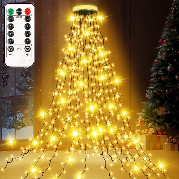 8FT Tree Light String With Remote Control,Outdoor Waterproof LED Decorative Lighting,Warm Light Atmosphere Decorative Light String Waterfall Light,for Patio Garden Pathway Walkway Yard Lawn