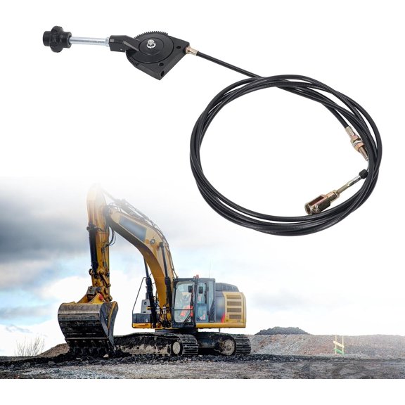 2.5M Throttle Control Cable 8.2ft Excavator Throttle Cable Kit,Mini Excavator Throttle Cable For EX230 Universal Throttle Cable with Black Knob