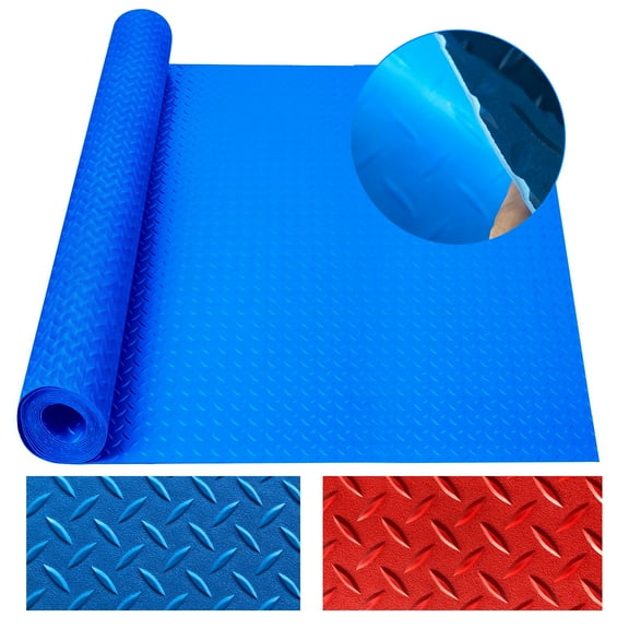 2.5MM Thick Garage Floor Mat Rolls Heavy Duty Diamond Plate PVC Vinyl Non-Slip Garage Flooring Roll, Blue