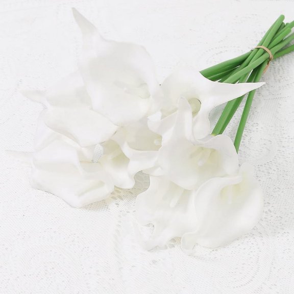 2/5Pieces Real Touch Calla Lily Artificial Flowers White Wedding Bouquet Bridal Shower Party Home Flower Decoration Fake Flowers