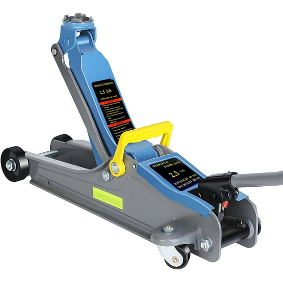 2.5T Floor Jack, Capable of Lifting from 3.35 Inches to 15.16 Inches, with Portable Handle Suitable for Safe Night Use, Low Profile Hydraulic Jack with Adjustable Oval Handle, Blue