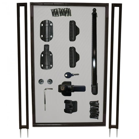 2.5Wx4Hft Pool Fence DIY Gate, Black, Self-Closing, Self-Latching & Flat Top