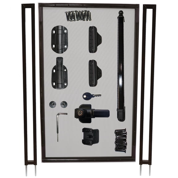2.5Wx4Hft Pool Fence DIY Gate, Black, Self-Closing, Self-Latching & Flat Top