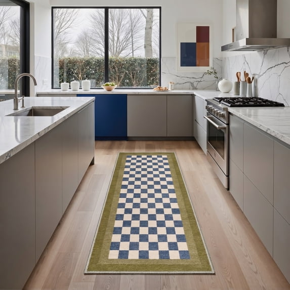 2.5X8 Runner Rug Machine Washable, Kitchen Runner Rug for Floor and Hallway, Non Slip Throw Area Rug with Rubber Backing for Living Room、 Entryway、Bedroom and Dining Room