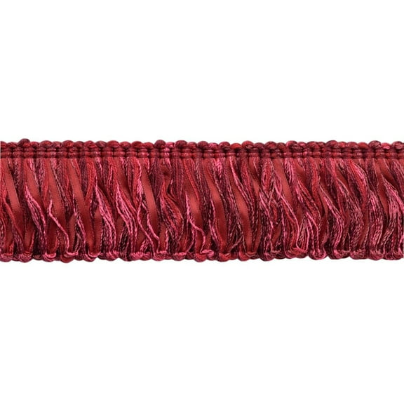 2" (5cm) Heirloom Collection Satin Ribbon Looped Brush Fringe Trim # 0200RLF,, Maroon Red #71357 (Burgundy Red, Wine Red, Dark Red) 27 Yards (82 ft/25m)