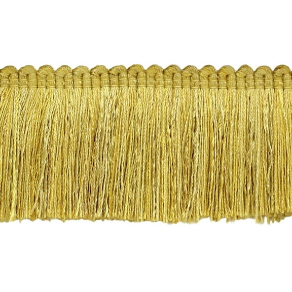 2" (5cm) Veranda Collection Shiny Brush Fringe Trim # 0200VB,, Mustard Gold #VNT4 (Dark Beige Gold) 18 Yards (54 ft/16.5m)