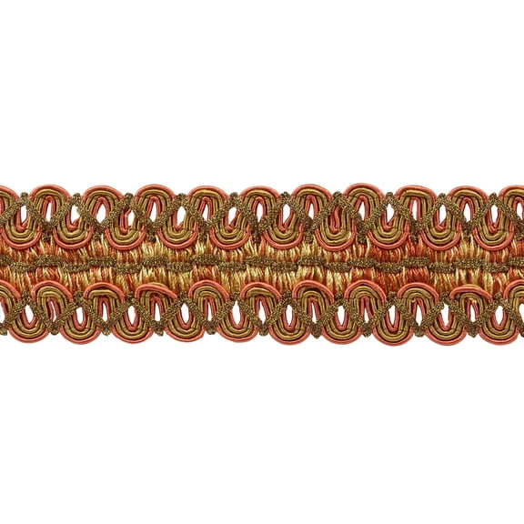 2" (5cm) Wide Noblesse Collection Vintage Gimp Braid Trim # 0200HG, Rust Medley #07H (Copper, Olive Green) 6 Yards (18 ft/5.5m)