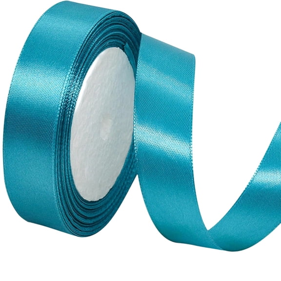 2.5cm Wide Turquoise Satin Ribbon, Glossy Wrapping Ribbon Roll for Wedding Bouquet Craft Bow Making Party Birthday Packaging, Light blue, 2.5x2200cm