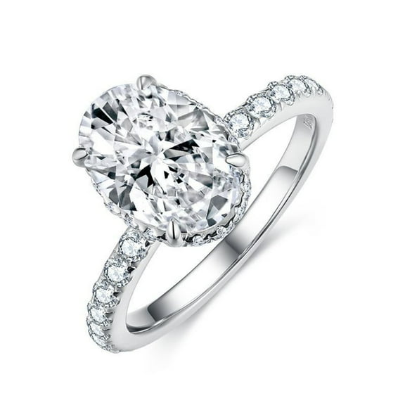 2.5ct 18K Gold Oval Cut Moissanite Engagement Rings for Women D Color VVS1 Moissanite Rings Jewelry S925 Sterling Silver Women Diamond Rings with Certificate