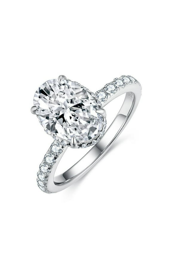 2.5ct 18K Gold Oval Cut Moissanite Engagement Rings for Women D Color VVS1 Moissanite Rings Jewelry S925 Sterling Silver Women Diamond Rings with Certificate