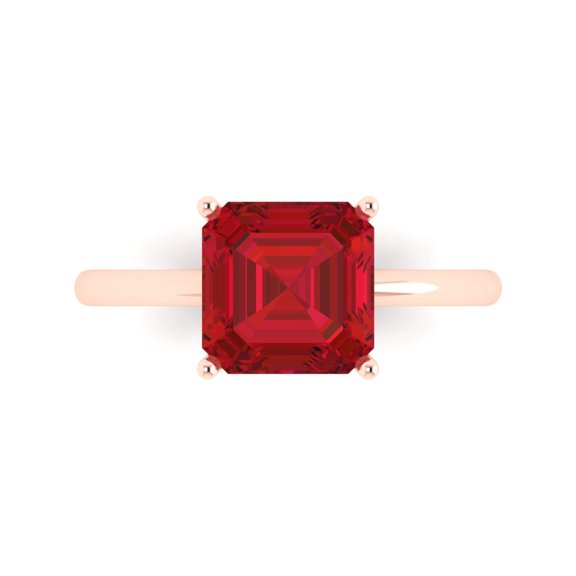 Clara Pucci 14K Rose Gold 2.5ct Ruby Solitaire Ring for Women