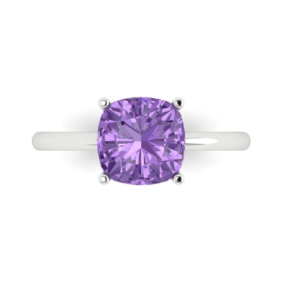 Clara Pucci 14K White Gold 2.5ct Alexandrite Solitaire Ring for Women