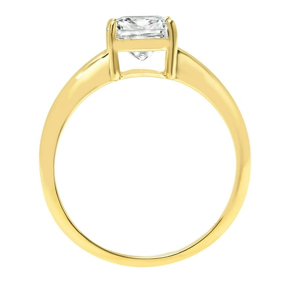 2.5 ct Cushion Cut White Sapphire Solitaire Engagement Ring for Women in 14K Yellow Gold