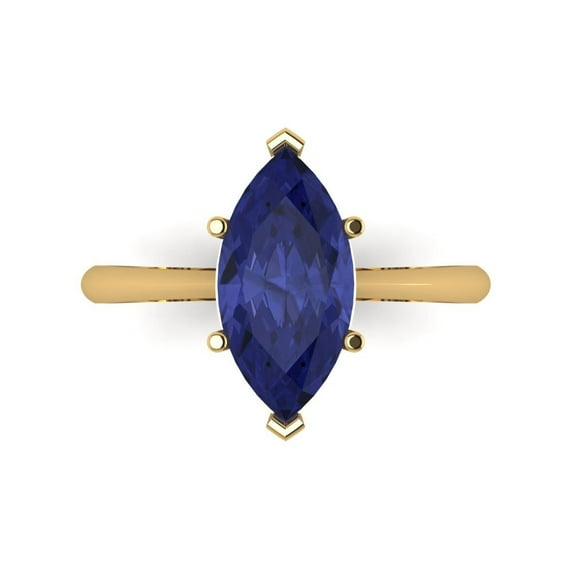 Clara Pucci 14K Yellow Gold 2.5ct Tanzanite Solitaire Ring for Women
