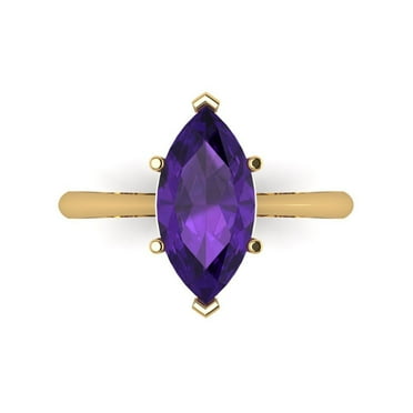 Solitaire Engagement Ring for Women - 2.5ct Natural Amethyst in 14K Yellow Gold Promise Ring