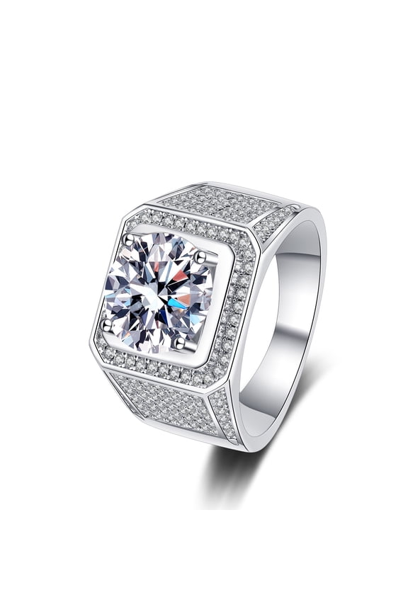 2-5ct Moissanite Rings for Men Round Cut D Color VVS1 Diamond Rings Engagement Wedding Anniversary Rings The Best Gift with Certificate