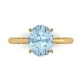 thumbnail image 1 of 2.5ct Oval Cut Blue Crystal 18k Yellow Gold Engraving Statement Bridal Wedding Solitaire Designer Ring Size 5, 1 of 5