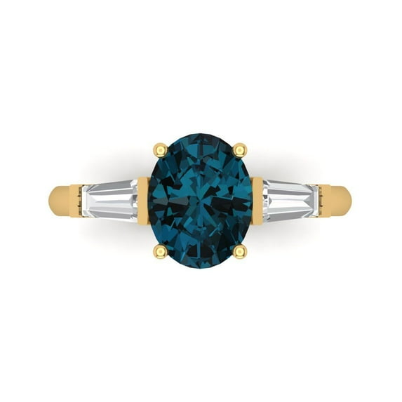 Clara Pucci 14K Yellow Gold 2.5ct LondonBlueTopaz Three-Stone Ring