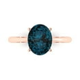thumbnail image 1 of 2.5ct Oval Cut Blue Natural London Blue Topaz 18k Pink Rose Gold Engraving Statement Bridal Wedding Solitaire Designer Ring Size 10, 1 of 5