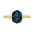 thumbnail image 1 of 2.5ct Oval Cut Blue Natural London Blue Topaz 18k Yellow Gold Engraving Statement Bridal Wedding Solitaire Designer Ring Size 9, 1 of 5