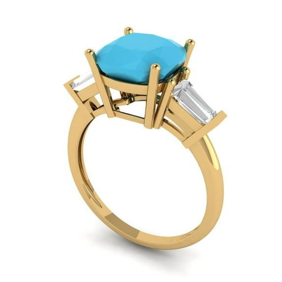 2.5ct Oval Cut Blue Turquoise 14k Yellow Gold Engraving Statement Bridal Wedding Solitaire Designer Ring Size 8.75