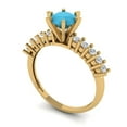 thumbnail image 1 of 2.5ct Oval Cut Blue Turquoise 14k Yellow Gold Engraving Statement Bridal Wedding Solitaire Designer Ring Size 9.75, 1 of 7