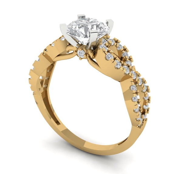 2.5ct Oval Cut Clear Moissanite 18k Yellow Gold Engraving Statement Bridal Wedding Solitaire Designer Ring Size 5.75