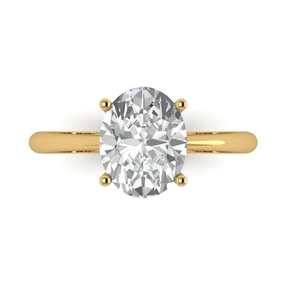 2.5ct Oval Cut Clear Moissanite 18k Yellow Gold Engraving Statement Bridal Wedding Solitaire Designer Ring Size 5.5
