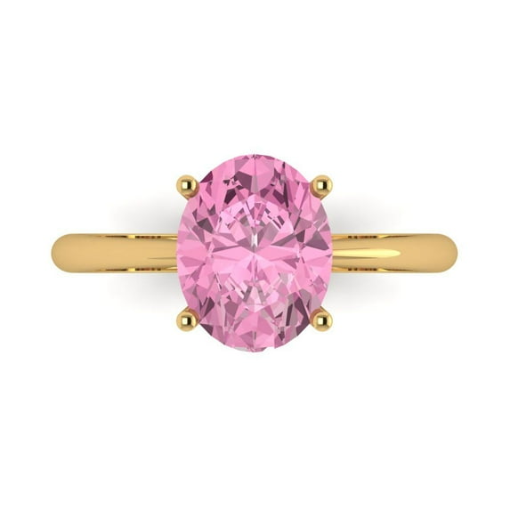 Clara Pucci 14K Yellow Gold 2.5ct Pink Solitaire Ring for Women
