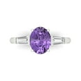 thumbnail image 1 of 2.5 ct Oval Cut Simulated Alexandrite Three-Stone Engagement Ring for Women in 18K White Gold, 1 of 5