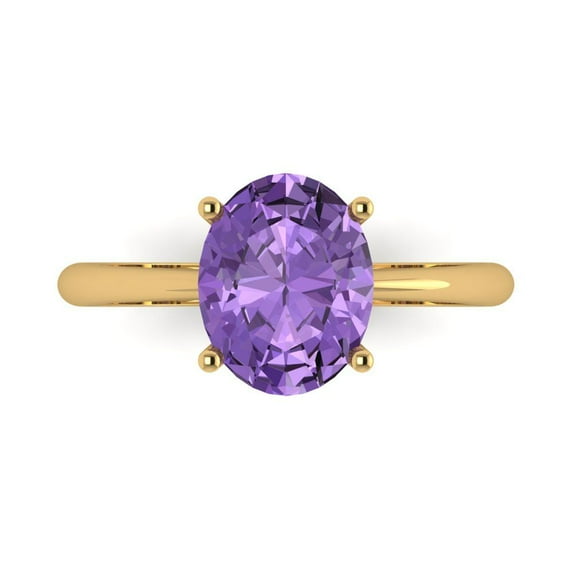 2.5ct Oval Cut Purple Alexandrite 18k Yellow Gold Engraving Statement Bridal Wedding Solitaire Designer Ring Size 5.5